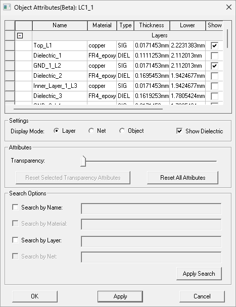 Object Attributes dialog.