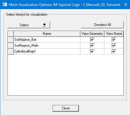 The Mesh Visualization Options dialog box