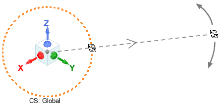 Vector originating from the orientation icon to represent mouse distance from the Orientation Gadget.