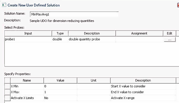 Create New User Defined Solution dialog.