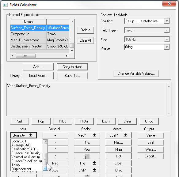 Fields Calculator window