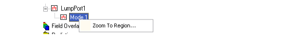 Mode shorcut menu, Zoom to Region option.