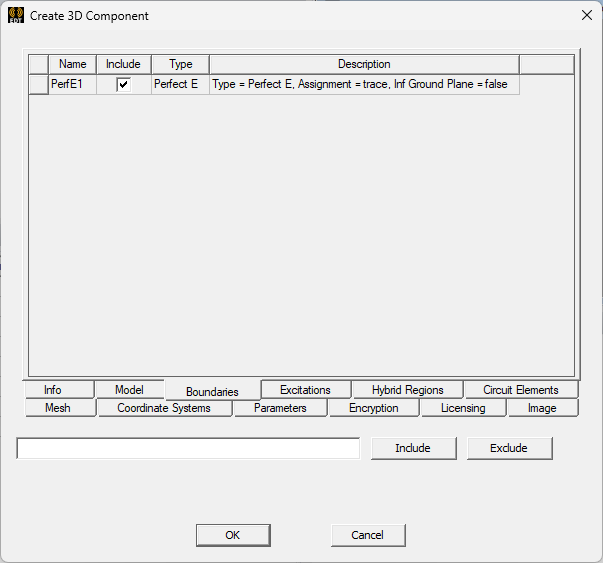 Create a 3D Component dialog. Boundaries tab.