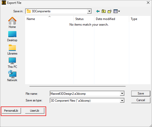 Export File dialog.