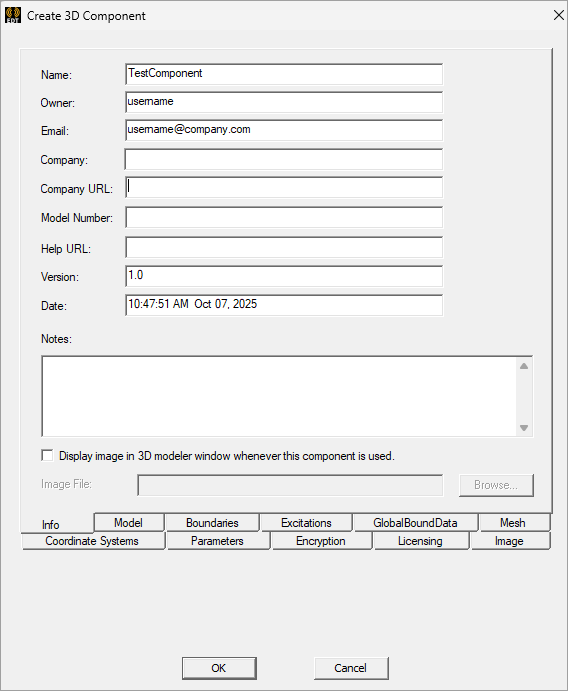 Create 3D Component dialog box.
