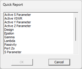 Quick Report dialog.