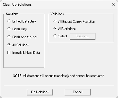Clean Up Solutions dialog.