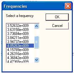 Frequencies window, frequencies listed.
