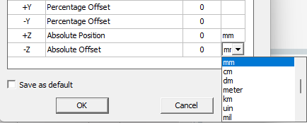 Units drop-down menu.
