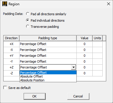 Region dialog. 