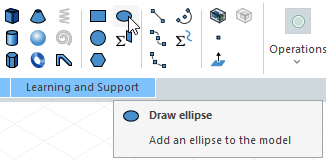 Draw ellipse icon selected in Draw ribbon.