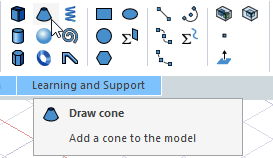 Draw cone icon selected in Draw ribbon.