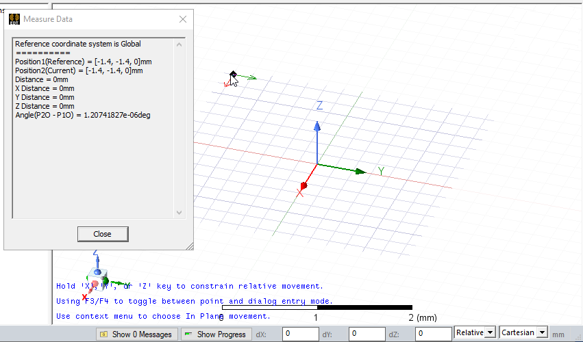 Modeler window. Measure Data dialog.