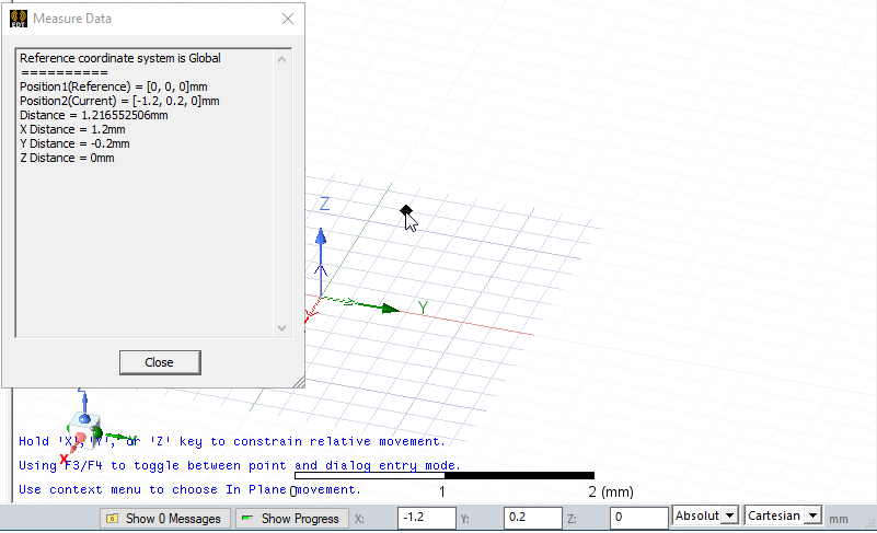 Modeler window. Measure Data dialog.