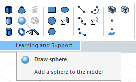 Draw sphere icon selected in Draw ribbon.