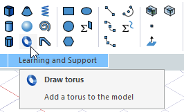 Draw torus icon selected in Draw ribbon.
