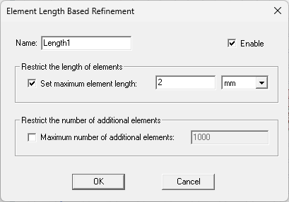 Element Length Based Refinement Window
