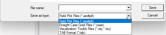 Save as type set to Field Plot Files
