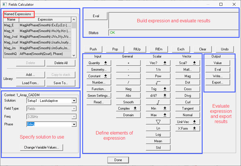 Fields calculator window.