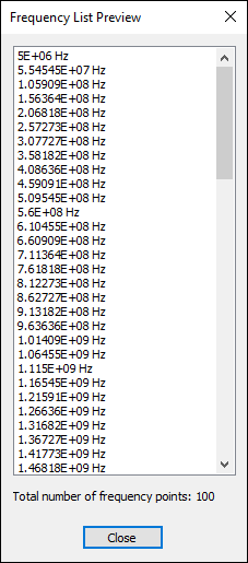Frequency List Preview Window