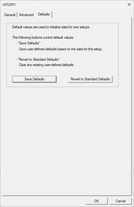 Prism Solution Setup Window > Defaults Tab