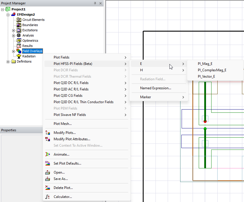 Project Manager Window > Project Tree > Active Design Folder > Field Overlays