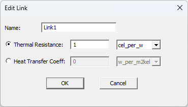Icepak Network R Link Properties dialog box, Parameter Values tab displayed.