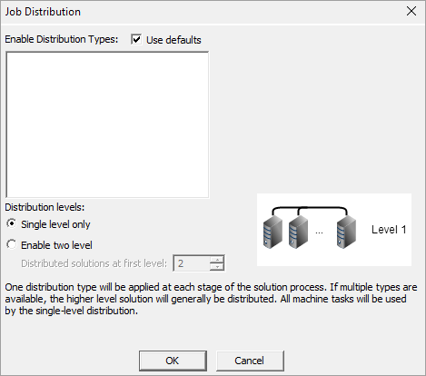 Job Distribution dialog box, Single Level Only option enabled. 