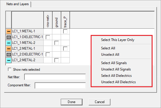 Create Field Plot dialog. Shortcut menu.