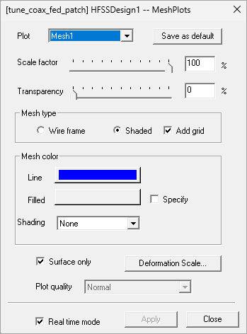 Mesh Plots Window