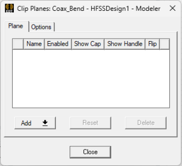 Clip Planes dialog, Plane tab.
