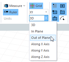 Movement mode drop-down menu, Out of Plane option selected.