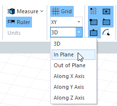 Movement Mode dropdown menu, In Plane option highlighted.