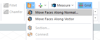Access to the move faces along normal function from the Draw ribbon