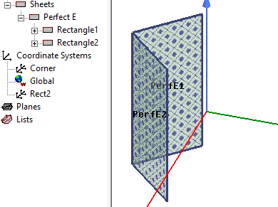 Model of two sheets at a right angle.