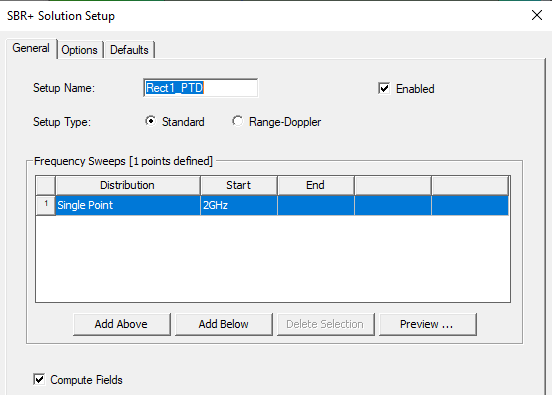 SBR+ Solution Setup dialog. General tab.