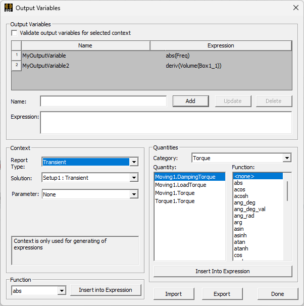 Output Variables
