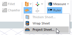 Sheet dropdown menu. Project sheet option highlighted.