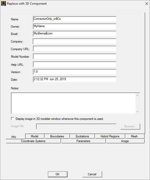 Replate with 3D Component Dialog box.