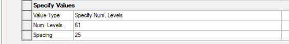 Specify Values table.