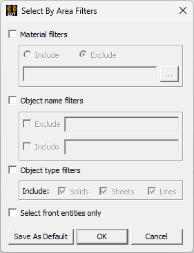 Select by Area Filters dialog.