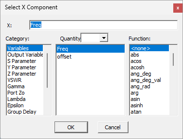 Select X Component dialog.