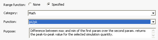Set Range Function dialog box. Specified selected. 
