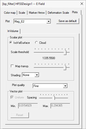 Attribute settings dialog. Plots tab.
