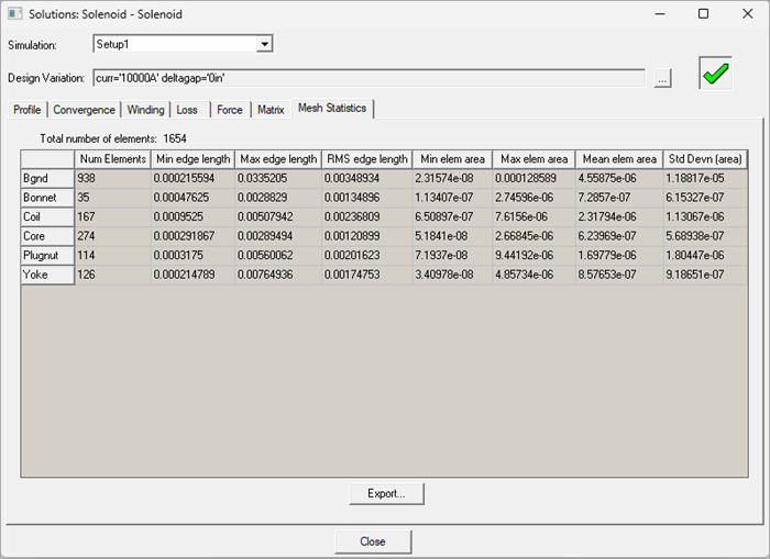 Solutions - Mesh Statistics