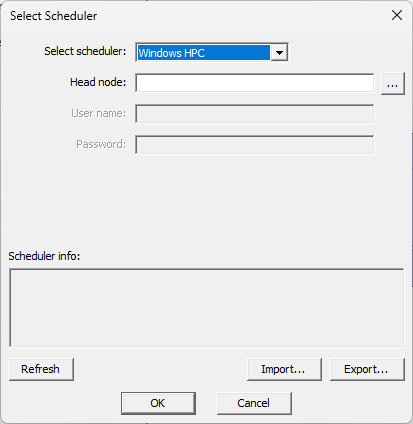 Select Scheduler Dialog box.
