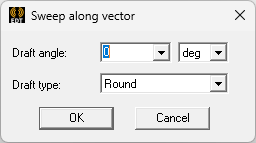 Sweep along vector dialog.