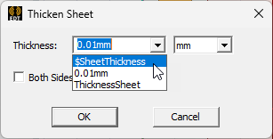 Thicken Sheet dialog.