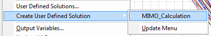 Create User Deined SOlution> MIMO Calculation highlighted.