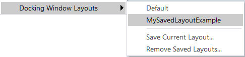 View Menu - Docking Window Layouts